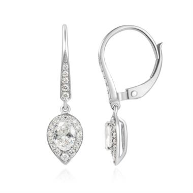 Camellia 18ct White Gold Pear Cluster Diamond Drop Earrings thumbnail
