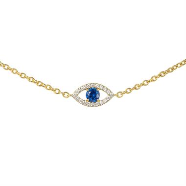 18ct Yellow Gold Evil Eye Sapphire and Diamond Bracelet thumbnail