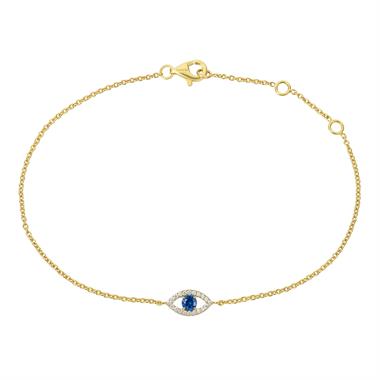 18ct Yellow Gold Evil Eye Sapphire and Diamond Bracelet thumbnail 