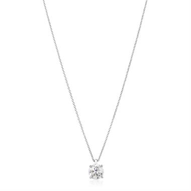 18ct White Gold Round Diamond Solitaire Necklace 1.50ct thumbnail
