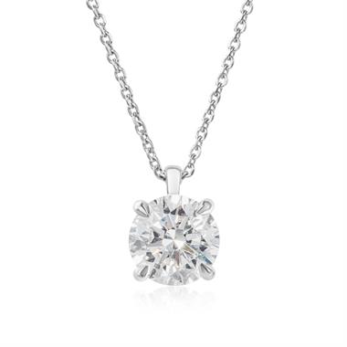 18ct White Gold Round Diamond Solitaire Necklace 1.50ct thumbnail 