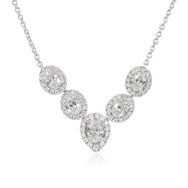 Camellia 18ct White Gold Pear Cluster Diamond Necklace thumbnail