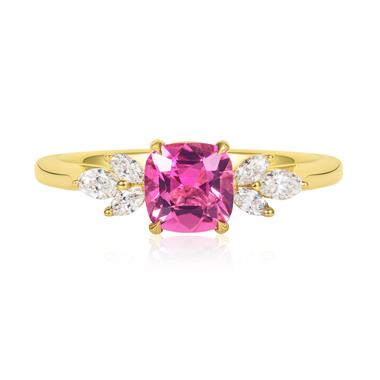 18ct Yellow Gold Pink Tourmaline and Diamond Ring thumbnail
