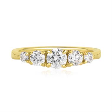 18ct Yellow Gold Five Stone Diamond Engagement Ring 0.80ct thumbnail
