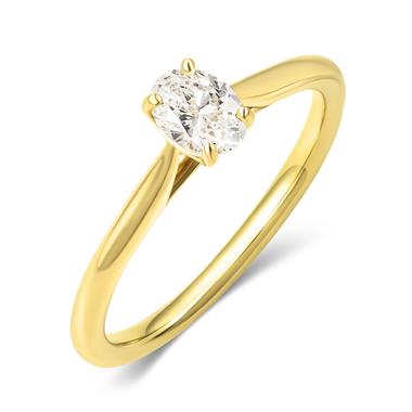18ct Yellow Gold Oval Diamond Solitaire Engagement Ring 0.40ct  thumbnail