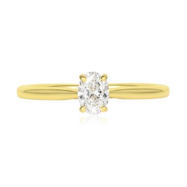 18ct Yellow Gold Oval Diamond Solitaire Engagement Ring 0.40ct  thumbnail