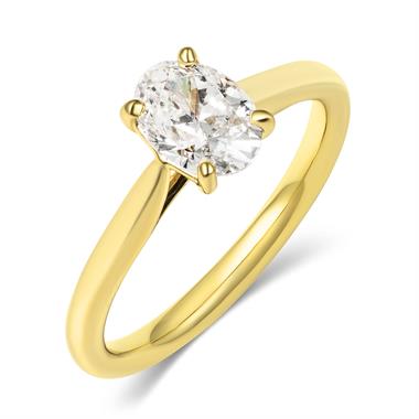 18ct Yellow Gold Oval Cut Diamond Solitaire Engagement Ring 1.00ct thumbnail