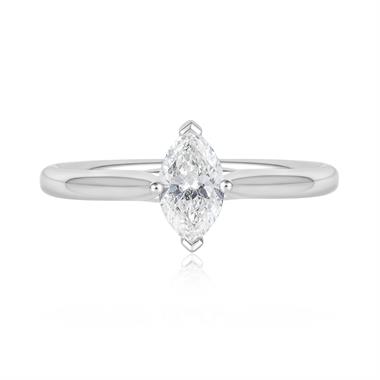 Platinum Marquise Diamond Engagement Ring 0.50ct thumbnail