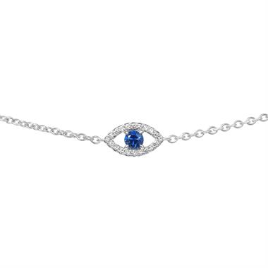 18ct White Gold Evil Eye Sapphire and Diamond Bracelet thumbnail