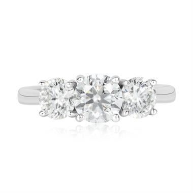 Platinum Diamond Three Stone Engagement Ring 2.20ct thumbnail