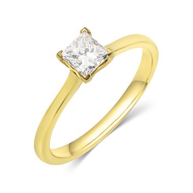 18ct Yellow Gold Princess Cut Diamond Solitaire Engagement Ring 0.50ct thumbnail