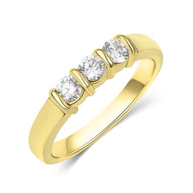 18ct Yellow Gold Diamond Three Stone Engagement Ring 0.40ct thumbnail
