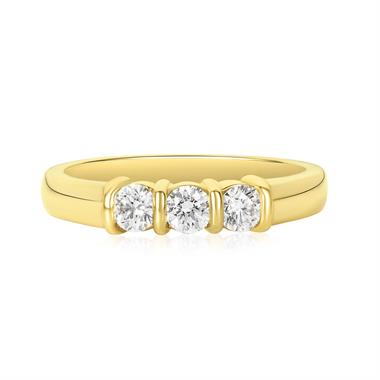 18ct Yellow Gold Diamond Three Stone Engagement Ring 0.40ct thumbnail