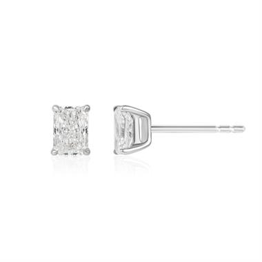 18ct White Gold Radiant Cut Diamond Solitaire Earrings 1.00ct thumbnail