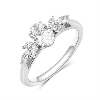 Platinum Oval and Marquise Diamond Engagement Ring 1.02ct thumbnail