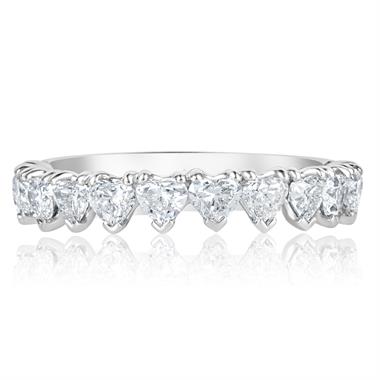 Platinum Heart Shape Diamond Half Eternity Ring 1.50ct thumbnail