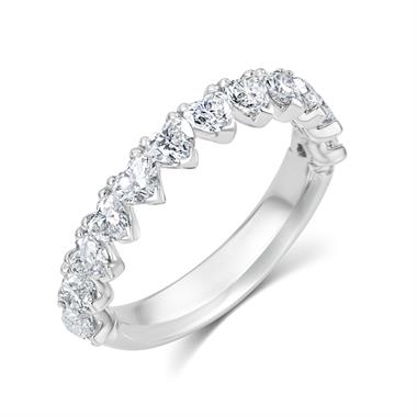 Platinum Heart Shape Diamond Half Eternity Ring 1.50ct thumbnail