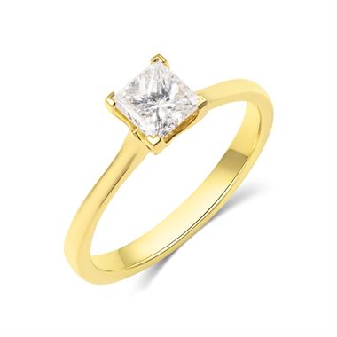 18ct Yellow Gold Princess Cut Diamond Solitaire Engagement Ring 0.70ct thumbnail 