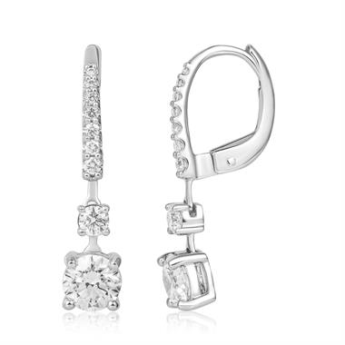 18ct White Gold Diamond Drop Earrings 1.78ct thumbnail 