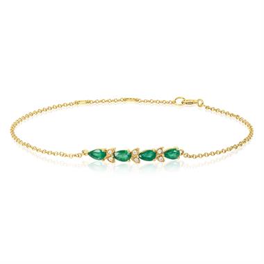 18ct Yellow Gold Emerald and Diamond Bracelet thumbnail