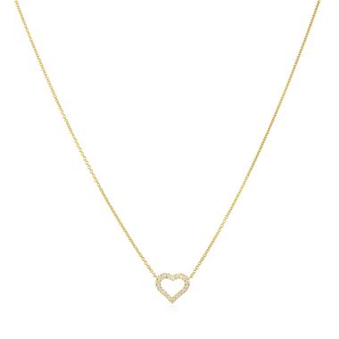 18ct Yellow Gold Diamond Heart Necklace thumbnail