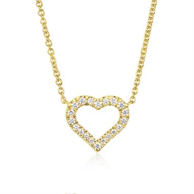 18ct Yellow Gold Diamond Heart Necklace thumbnail