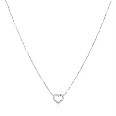 18ct White Gold Diamond Heart Necklace thumbnail