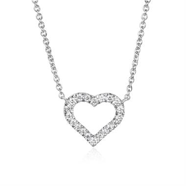 18ct White Gold Diamond Heart Necklace thumbnail