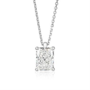 18ct White Gold Radiant Cut Diamond Solitaire Necklace 1.00ct thumbnail 