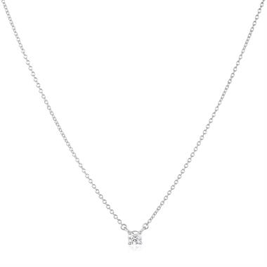 18ct White Gold Diamond Solitaire Necklace 0.24ct thumbnail