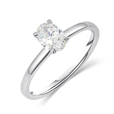 Platinum Oval Cut Diamond Solitaire Engagement Ring 0.64ct thumbnail 