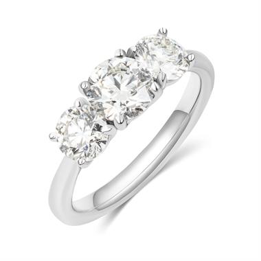 Platinum Diamond Three Stone Engagement Ring 2.20ct thumbnail