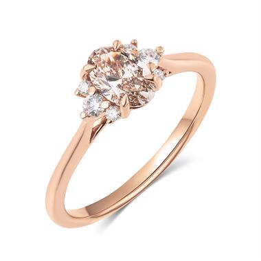 18ct Rose Gold Oval Champagne Diamond Engagement Ring thumbnail