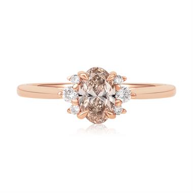 18ct Rose Gold Oval Champagne Diamond Engagement Ring thumbnail