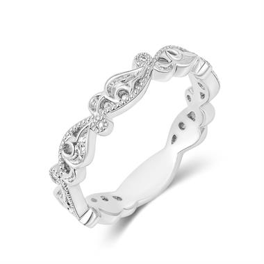 Platinum Diamond Set Floral Wedding Band thumbnail