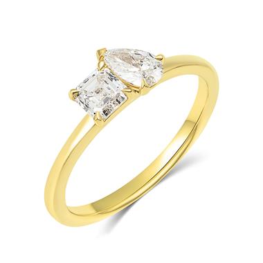 18ct Yellow Gold Mixed Diamond Toi et Moi Engagement Ring thumbnail 