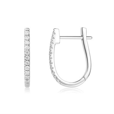 18ct White Gold Oval Diamond Hoop Earrings 0.26ct thumbnail