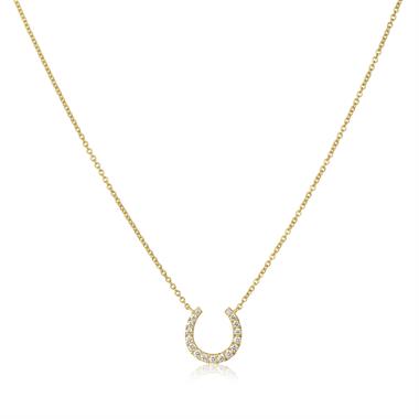 18ct Yellow Gold Diamond Lucky Horseshoe Necklace thumbnail