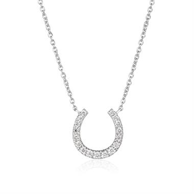 18ct White Gold Diamond Lucky Horseshoe Necklace thumbnail