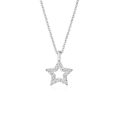 18ct White Gold Diamond Star Necklace thumbnail 