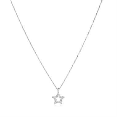 18ct White Gold Diamond Star Necklace thumbnail