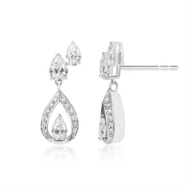 Theia 18ct White Gold Diamond Drop Earrings thumbnail