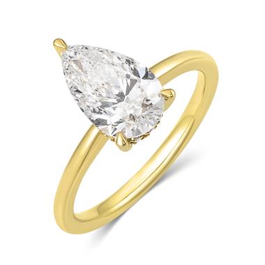 18ct Yellow Gold Lab Grown Pear Diamond Engagement Ring 2.00ct thumbnail 