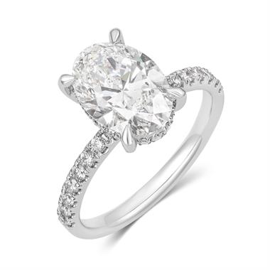 Platinum Lab Grown Oval Diamond Engagement Ring 3.00ct thumbnail 