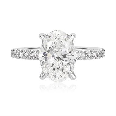 Platinum Lab Grown Oval Diamond Engagement Ring 3.00ct thumbnail