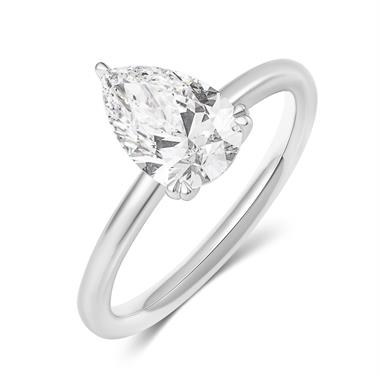 Platinum Lab Grown Pear Diamond Engagement Ring 1.50ct thumbnail 