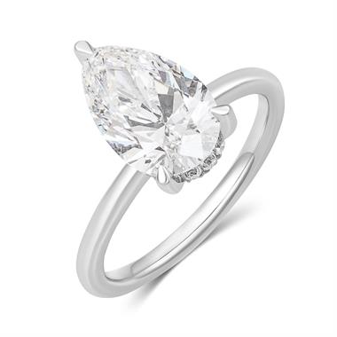 Platinum Lab Grown Pear Diamond Engagement Ring 3.00ct thumbnail 