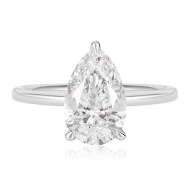 Platinum Lab Grown Pear Diamond Engagement Ring 3.00ct thumbnail