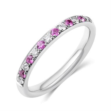 Platinum Pink Sapphire and Diamond Wedding Ring thumbnail