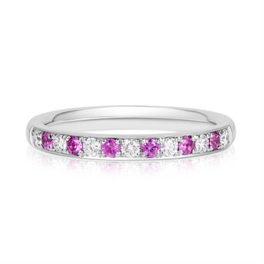 Platinum Pink Sapphire and Diamond Wedding Ring thumbnail